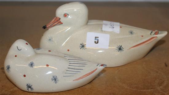 Two Rye pottery ducks